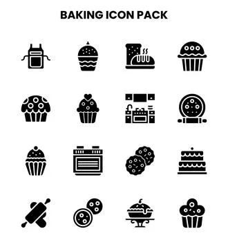 Baking Glyph Scalable Icons Pack Stock Illustration