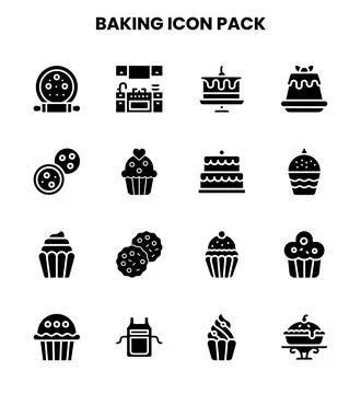 Baking Glyph Vector Icons Pack Illustrazione stock