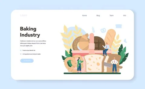 Baking industry web banner or landing page. Baking pastry process. 스톡 일러스트