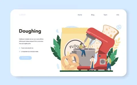Baking industry web banner or landing page. Baking pastry process. Stock Illustration