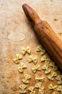 Baking ingedients. pasta on table Stock Photos