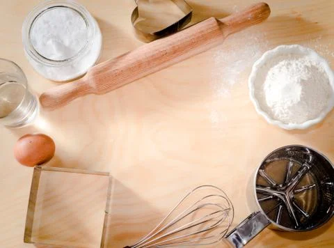 Baking ingredients background, baking concept, I love to cook, I love oven cakes Photos