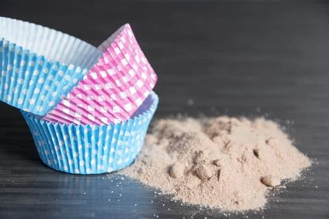 Baking ingredients on dark Stock Photos