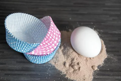Baking ingredients on dark Stock Photos