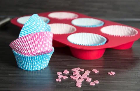 Baking ingredients on dark Stock Photos