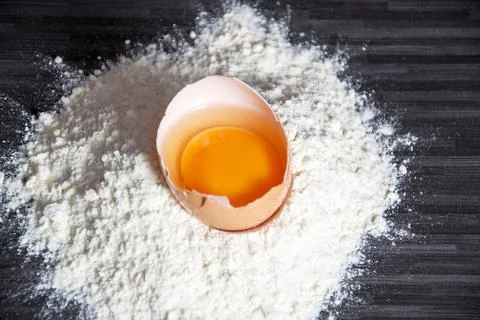 Baking ingredients on dark Stock Photos