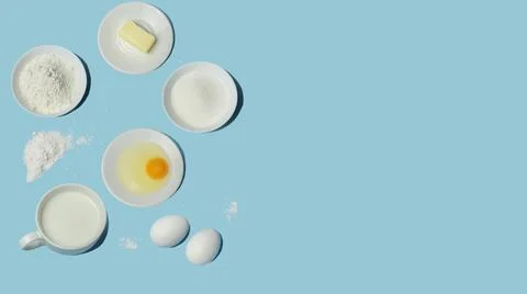 Baking ingredients flatlay with copy space Stock Photos