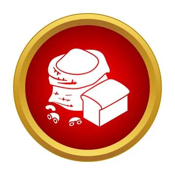 Baking ingredients flour sack bread icon Stock Illustration