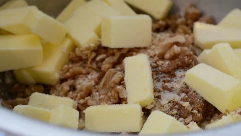Baking Ingredients inside a Large Mixing Bowl Stock Footage 130356277