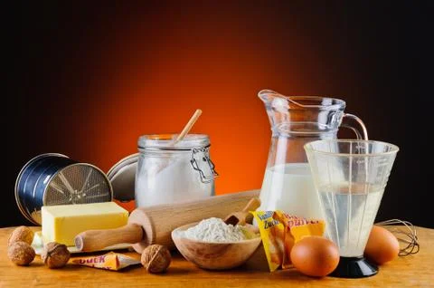 Baking ingredients Stock Photos