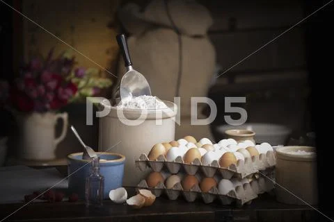 Baking ingredients for sweet biscuits Stock Photos