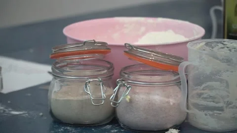 Baking Ingredients on Table Video stock 317472556