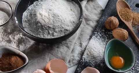 Baking ingredients. Top view, flat lay Stock Footage 119212532