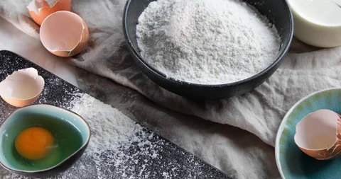 Baking ingredients. Top view, flat lay Stock Footage 119473135
