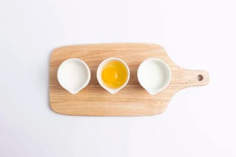 Baking ingredients on white background Foto stock