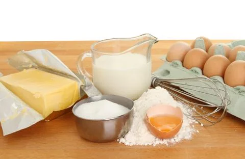 Baking ingredients on worktop Stock Photos