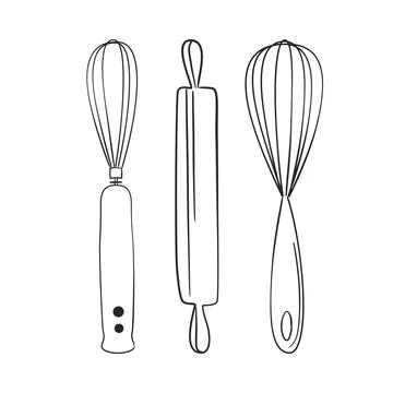 Baking kitchen tools in doodle style. Vector illustration. Stock Illustration