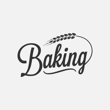 Baking lettering logo with wheat on background Stock Illustration