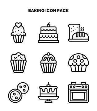 Baking Line Collection Icons Pack Stock Illustration