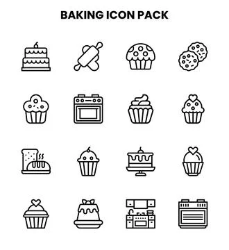 Baking Line Collection Icons Pack Illustrazione stock