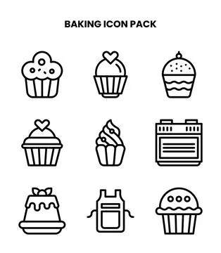 Baking Line Icons Pack Stock Illustration
