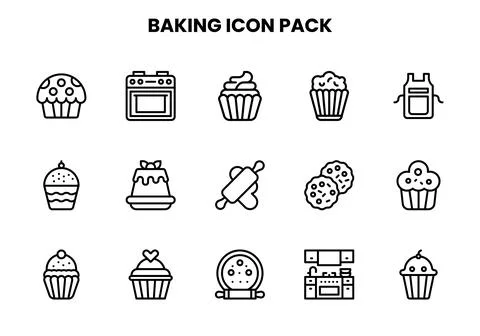 Baking Line Icons Pack Stock Illustration