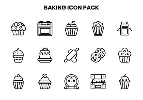 Baking Line Scalable Icons Pack Stock Illustration