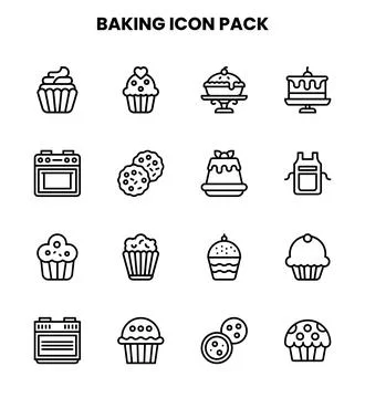 Baking Line Scalable Icons Pack 스톡 일러스트