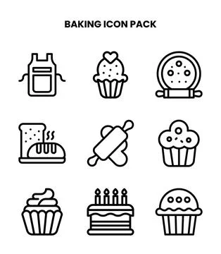 Baking Line Set Icons Pack Ilustración de archivo