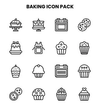 Baking Line Set Icons Pack Ilustración de archivo