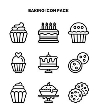 Baking Line Set Icons Pack Stock Illustration