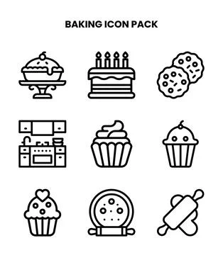 Baking Line UI Icons Pack Stock Illustration