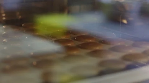 Baking macarons in a professional oven Stock Footage 72289268