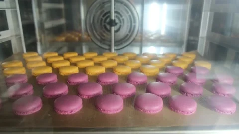 Baking macarons in the roll for pastries. Stock Footage 148538188