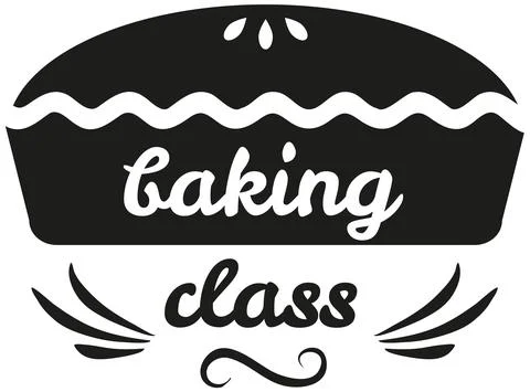Baking masterclass emblem design with hand drawn pie. For cafe brand, bakery Stock Illustration
