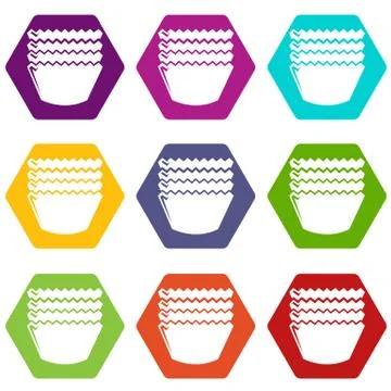 Baking molds icons set 9 vector Stockillustratie
