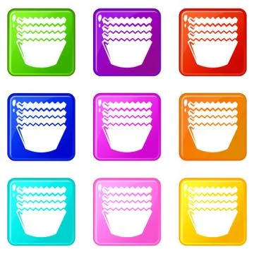 Baking molds icons set 9 color collection Stock Illustration