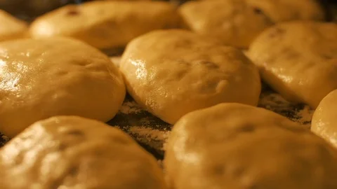 Baking muffins with berry filling with dough Selective focus shot of muffins Stock Footage