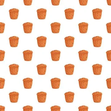 Baking muffins pattern creating a sweet dessert background Stock Illustration