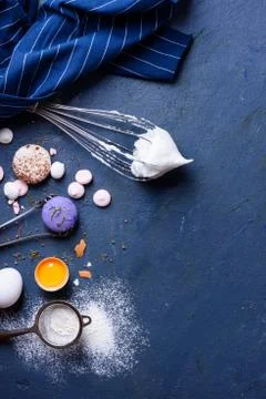 Baking or cooking background frame. Ingredients for baking cakes. Stock Photos