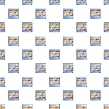 Baking oven filled with breads seamless pattern background Stock Illustration