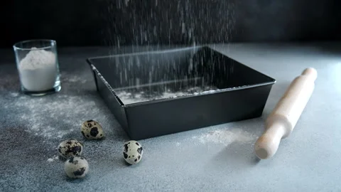 Baking Pan and Rolling Pin Setup for Baking Stock Footage 273701176