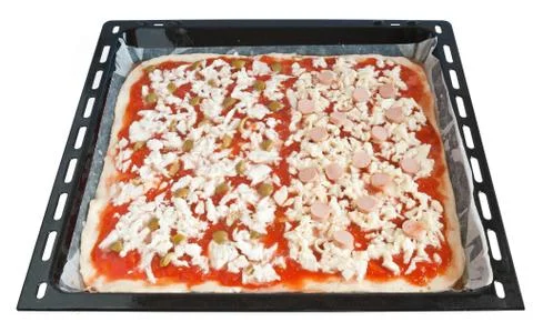 Baking pan with pizza Stock Photos