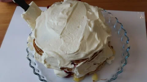 Baking a pancake cake. Stock Footage 256105343