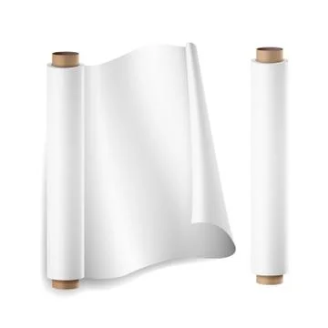 Baking Paper Roll Vector. Close Up Top View. Opened And Closed. Parchment For イラスト素材