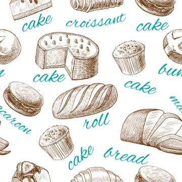 Baking pastry seamless wallpaper Illustrazione stock