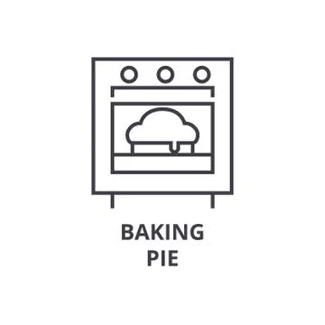 Baking pie line icon, outline sign, linear symbol, vector, flat illustration 스톡 일러스트