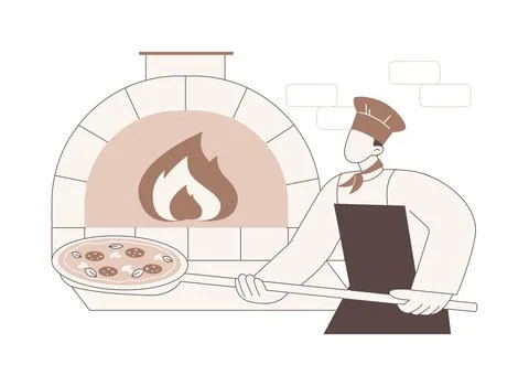 Baking pizza isolated cartoon vector illustrations. Ilustración de archivo