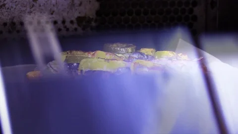 Baking Pizza, oven opening Vidéo 105983047