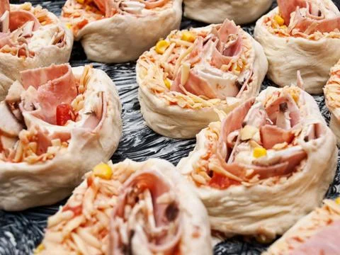 Baking pizzette Stock Photos